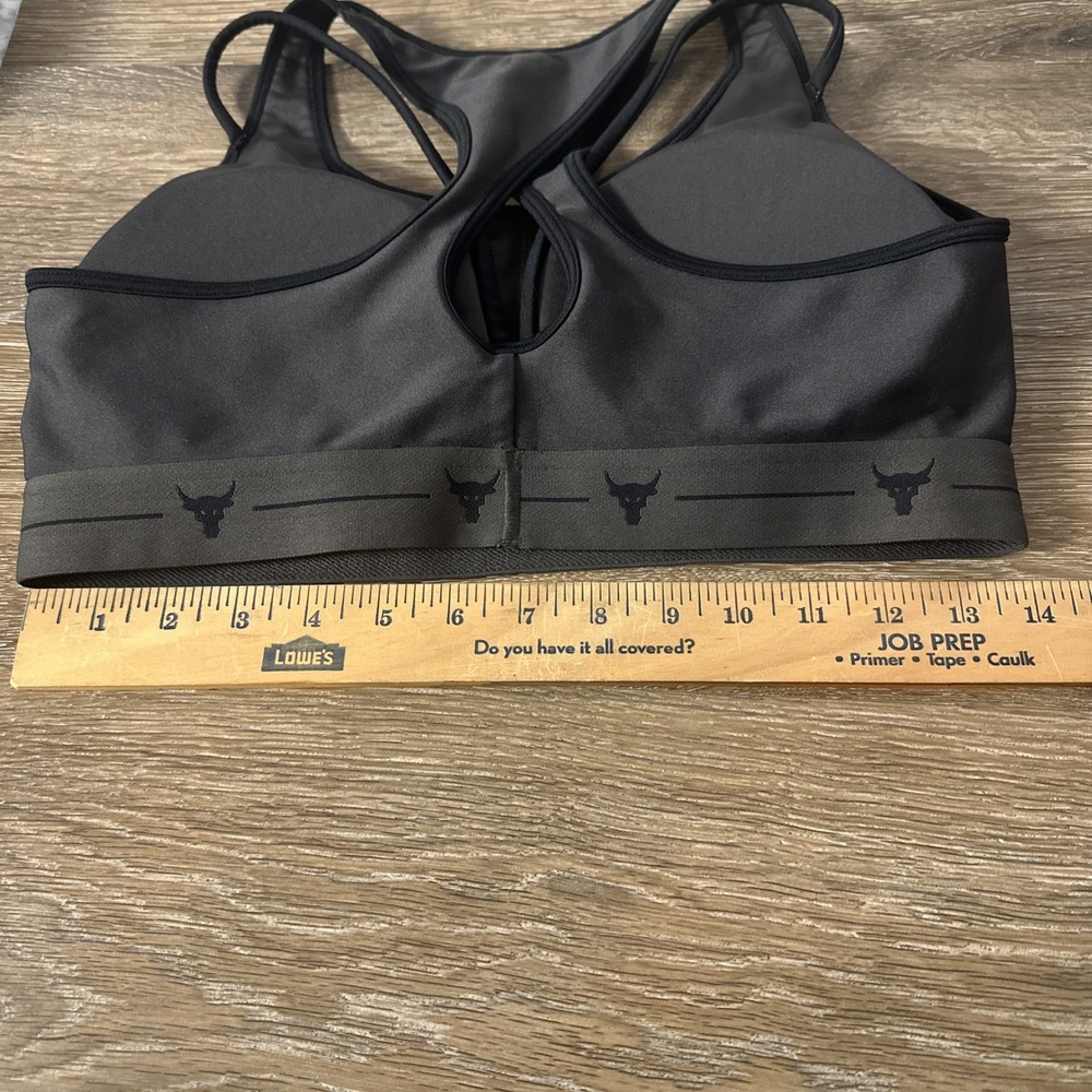 Under Armour Project Rock Sports Bra Black Logo Gym Training Womens L - Picture 6 of 6